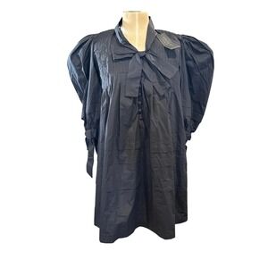 Hunter Bell New York Black Cotton Bow Puff Sleeve Mini Dress 21SPD24 M